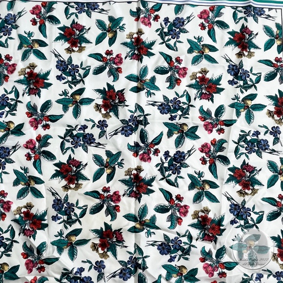 Rodier Scarf Shawl Silk Twill Graphic Floral Print 34in Vintage 80s - Picture 2 of 9